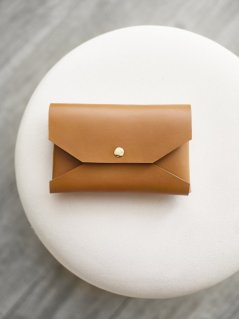 Wide Phone Pouch | Brown With Gold Hardware