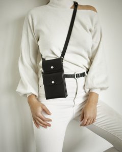 Dvojitá taštička s crossbody popruhom | Čierna