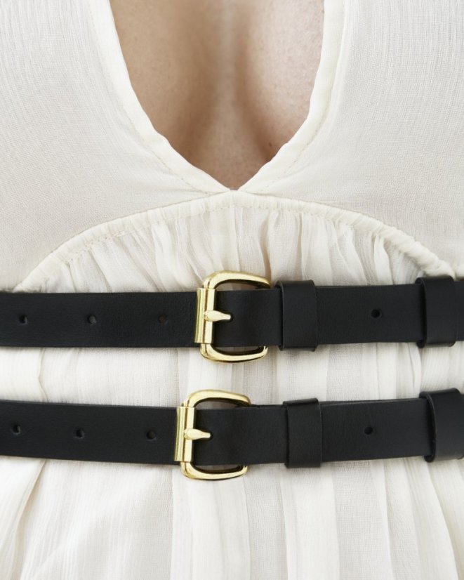 Harness ATHENA | Black With Gold Buckles - Size: M | L