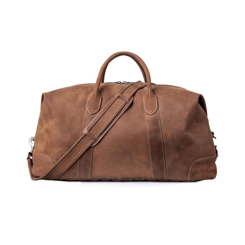 Veľká celokožená víkendovka DAVID | 60 - 80 l | Havana hnedá
