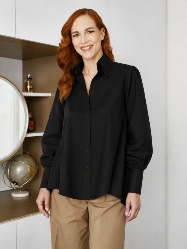 Peplum blúzka | Čierna - Veľkosť: 38