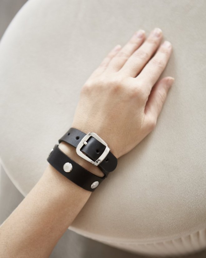 Tenký choker | Čierny so strieborným kovaním