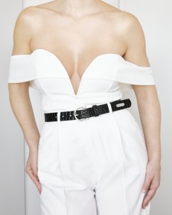 Belt EPONA | Black Crocodile With Silver Buckle