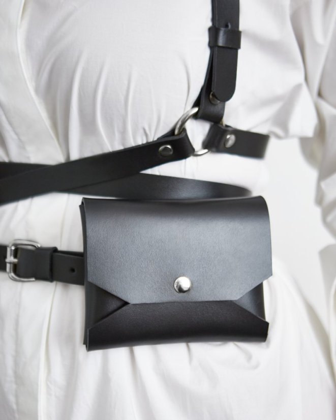 Small Pouch | Black With Silver Hardware