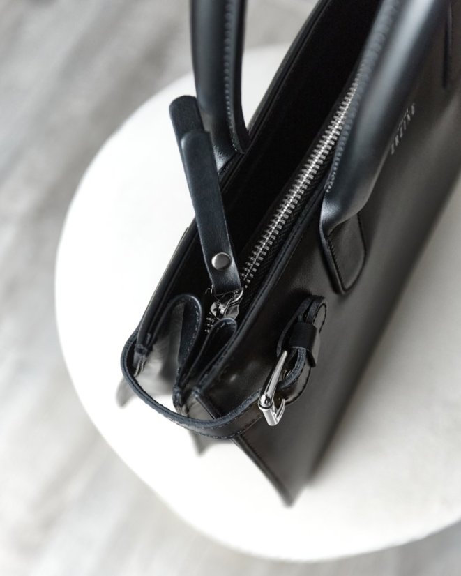 Top Handle Bag | Black With Silver Hardware