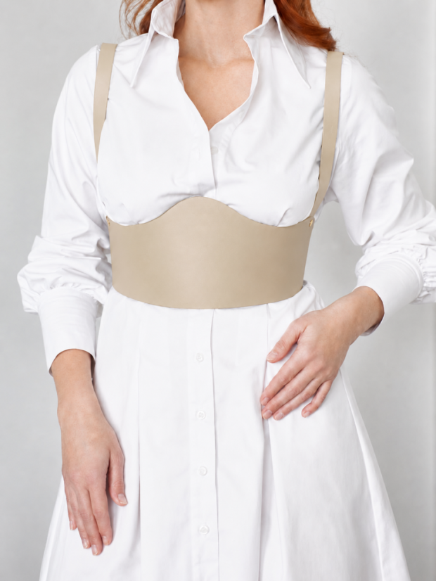 Corset Belt AELLA | Beige With Gold Hardware
