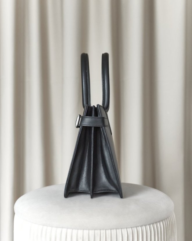 Top Handle Bag | Black With Silver Hardware