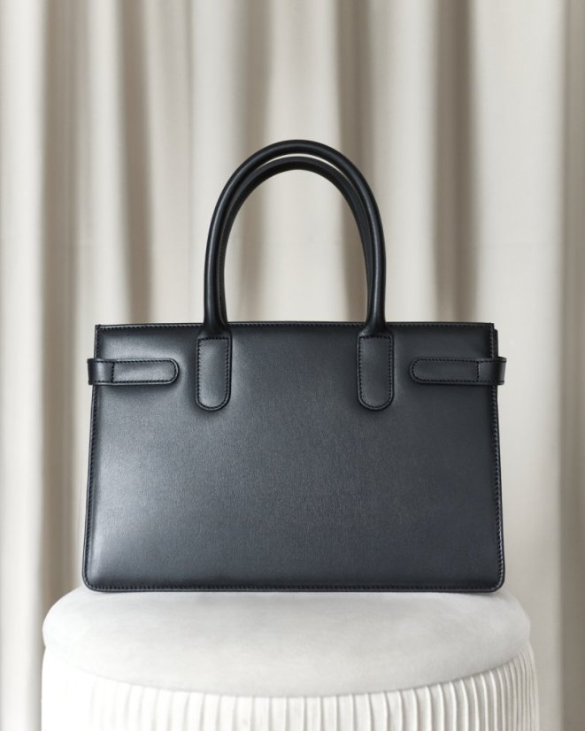 Top Handle Bag | Black With Gold Hardware