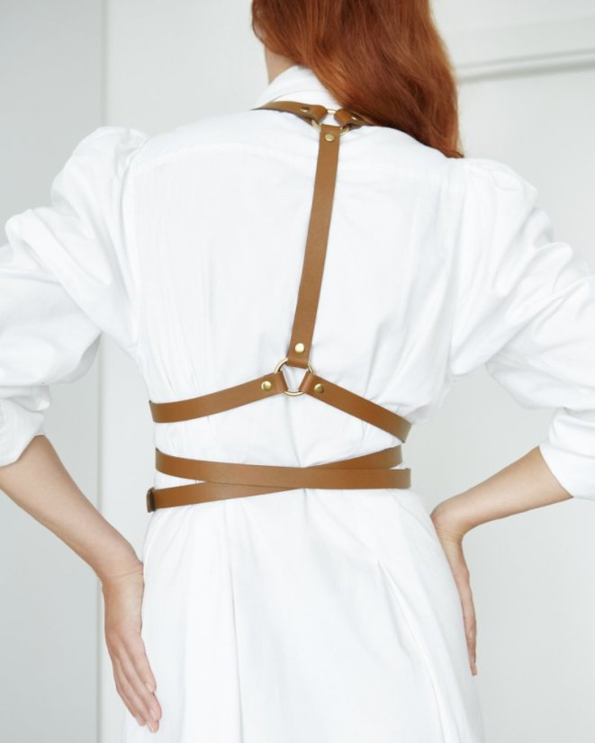 Harness ARTEMIS | Brown With Gold Buckles - Size: XS