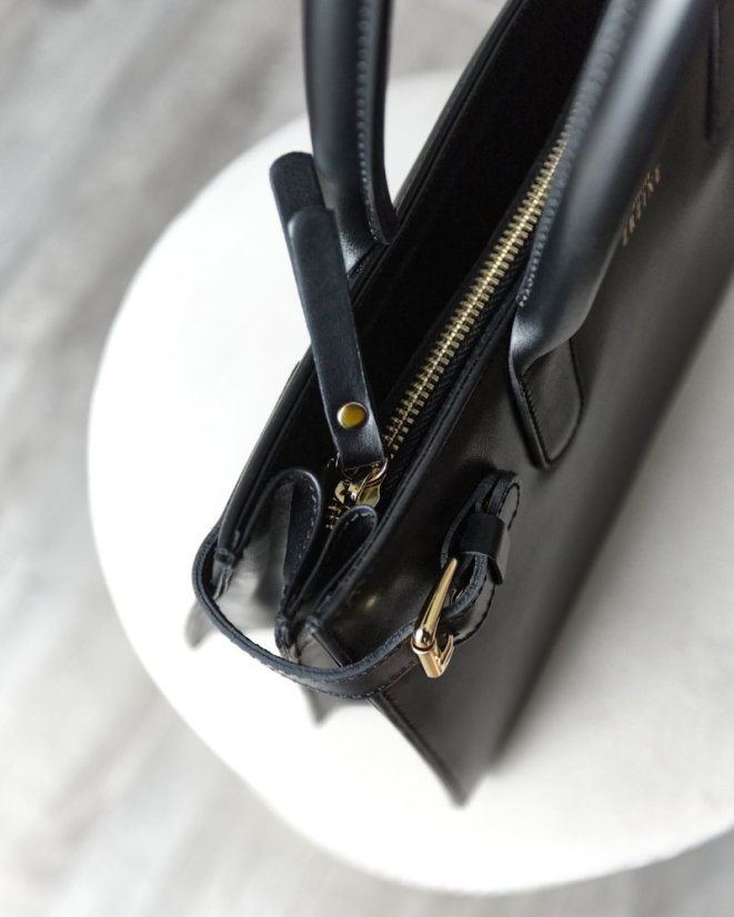 Top Handle Bag | Black With Gold Hardware