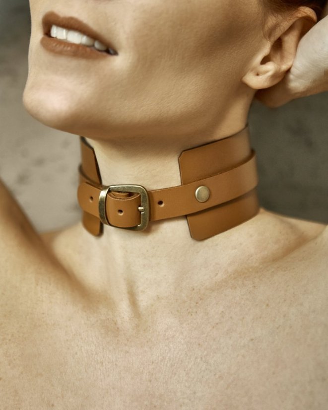 Choker s krúžkom | Hnedý