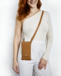 Set | Phone Pouch With Crossbody Strap | Brown