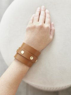 Bracelet With Rivets | Brown