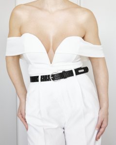 Belt EPONA | Black Crocodile With Silver Buckle