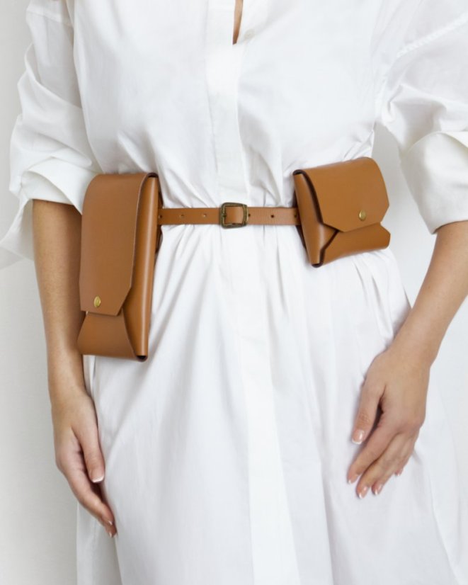 Set | Harness ATHENA With Two Pouches | Brown