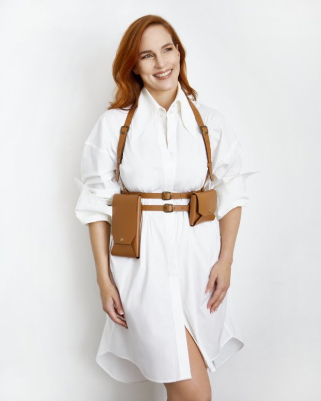 Set | Harness ATHENA With Two Pouches | Brown