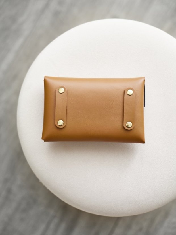 Wide Phone Pouch | Brown With Gold Hardware