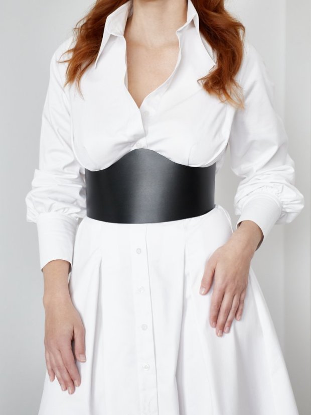 Corset Belt AURA | Black With Silver Hardware - Size: S