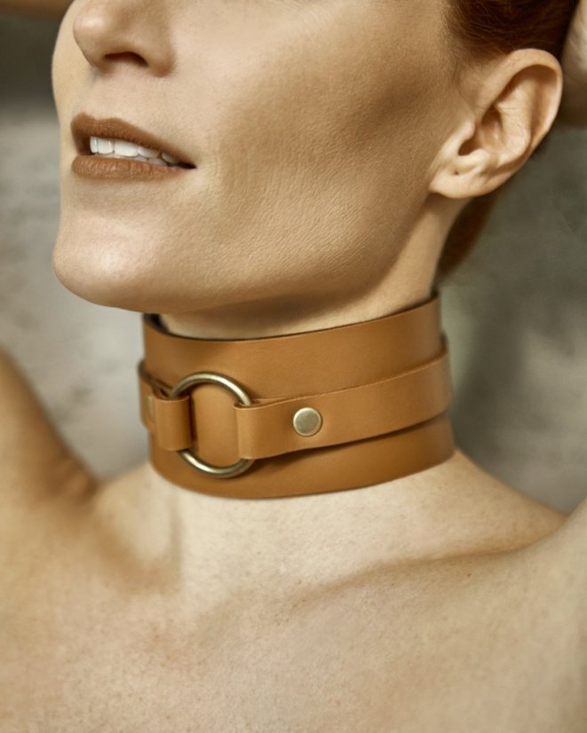 Choker s krúžkom | Hnedý