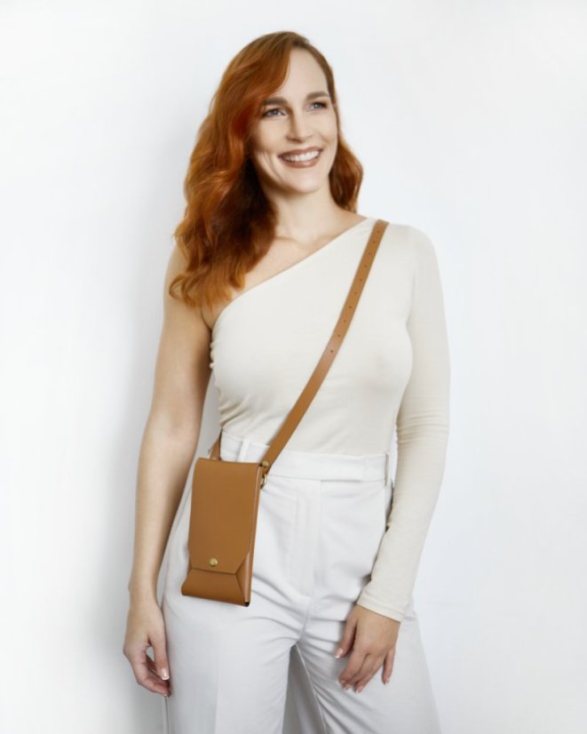 Set | Taštička na mobil s crossbody popruhom | Hnedá
