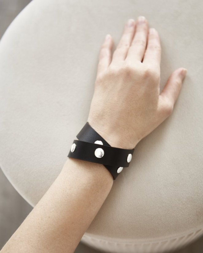 Tenký choker | Čierny so strieborným kovaním