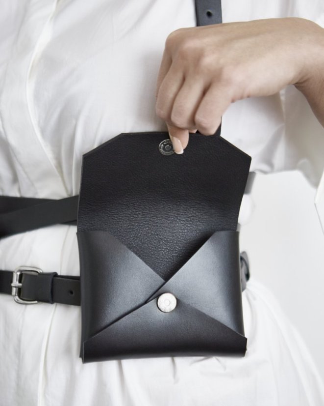 Small Pouch | Black With Silver Hardware