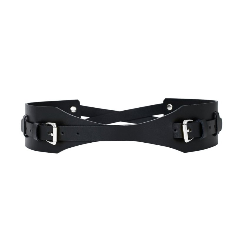 Belt VENUS | Black With Silver Buckles - Size: L