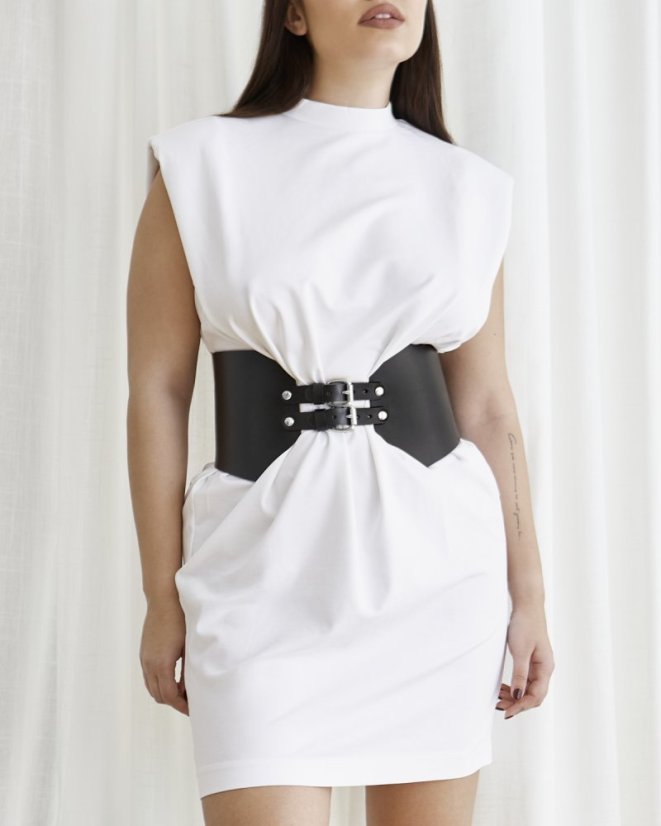 Corset Belt NOX  | Black With Silver Hardware - Size: Waist circumference 73 - 77 cm (29 - 30")