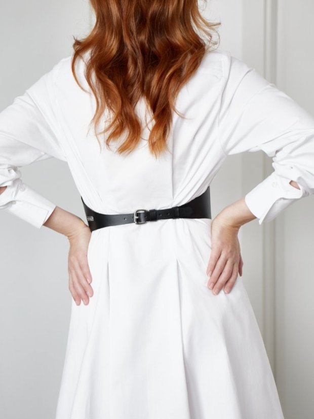 Korzetový opasok AURA | Čierny so strieborným kovaním