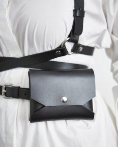 Small Pouch | Black With Silver Hardware
