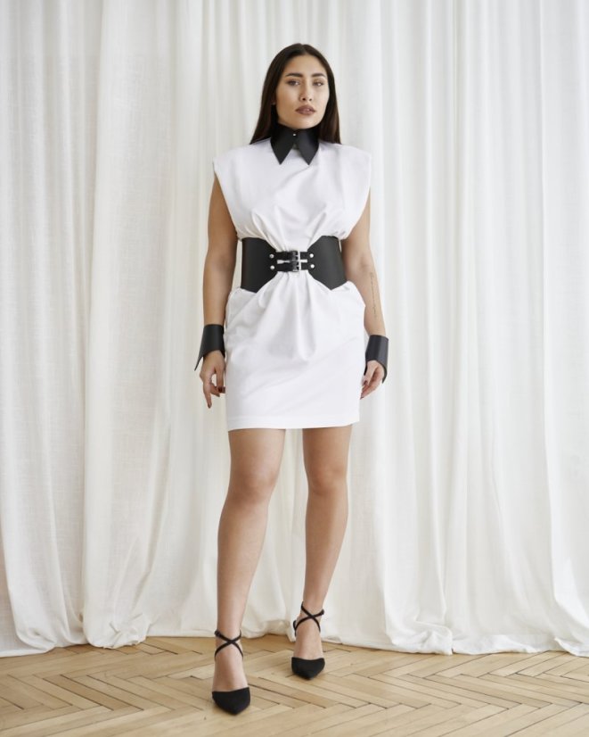 Corset Belt NOX  | Black With Silver Hardware - Size: Waist circumference 73 - 77 cm (29 - 30")