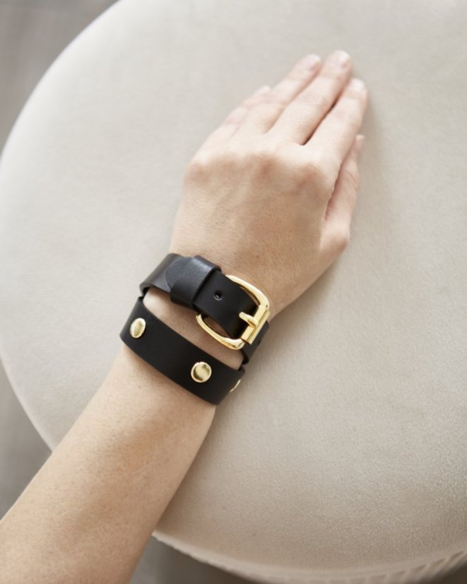 Narrow Choker | Black With Gold Hardware