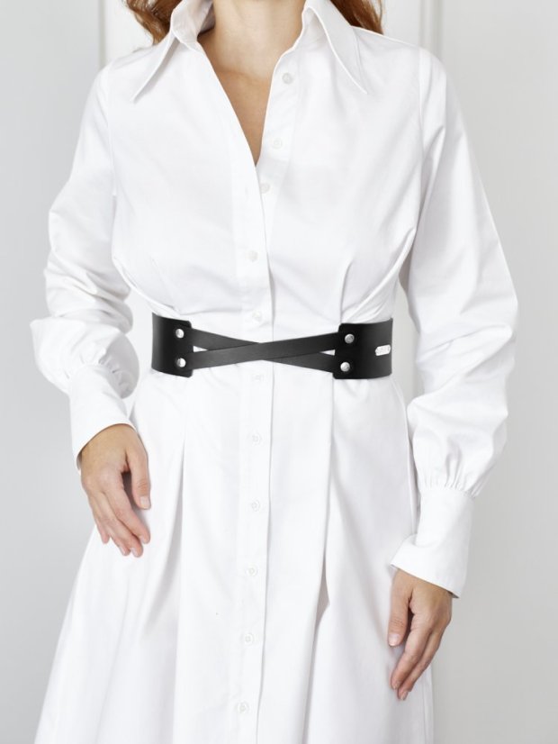 Belt MINERVA | Black With Silver Hardware - Size: M